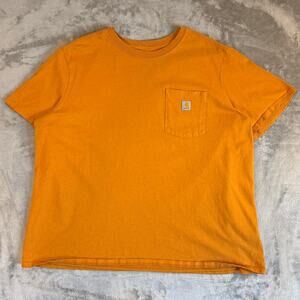 Carhartt Pocket T Shirt Mens 3X Orange Loose Fit Workwear Heavyweight Tee